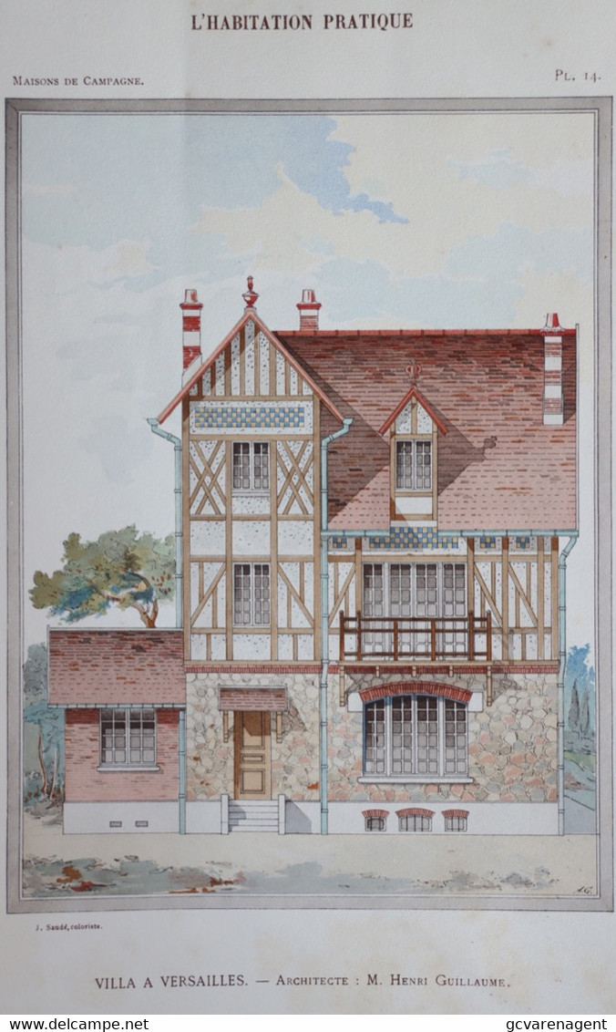 PLANCE ARCHITECTURE L'HABITATION PRATIQUE 38.5X31.5 CM - VILLA A VERSAILLES  - ARCHT- H.GUILLAUME  3 SCANS - Architecture