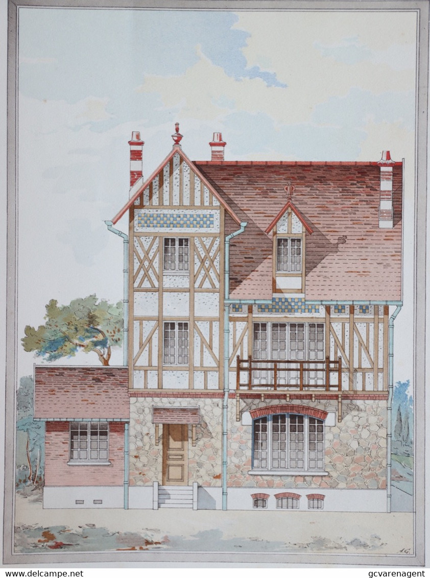 PLANCE ARCHITECTURE L'HABITATION PRATIQUE 38.5X31.5 CM - VILLA A VERSAILLES  - ARCHT- H.GUILLAUME  3 SCANS - Architecture