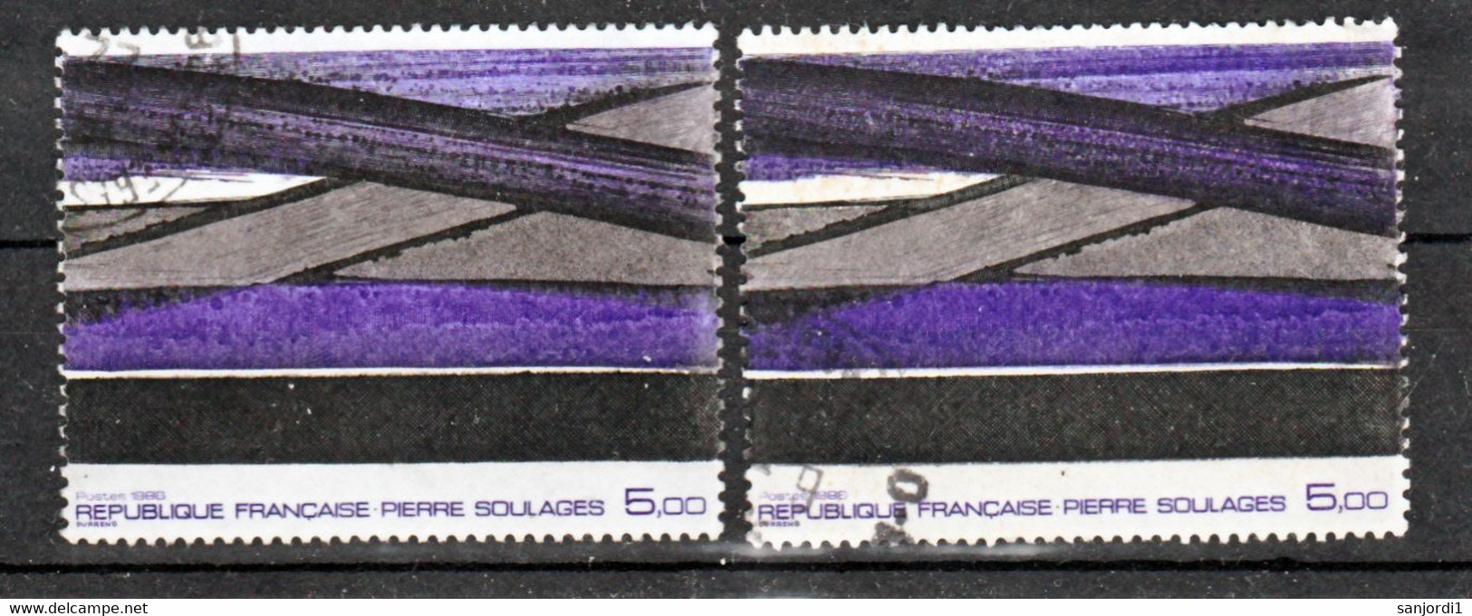 France 2448 Variétés Unicolore Violet Et Violet Foncé Et Clair Soulages  Oblitéré Used TB - Oblitérés