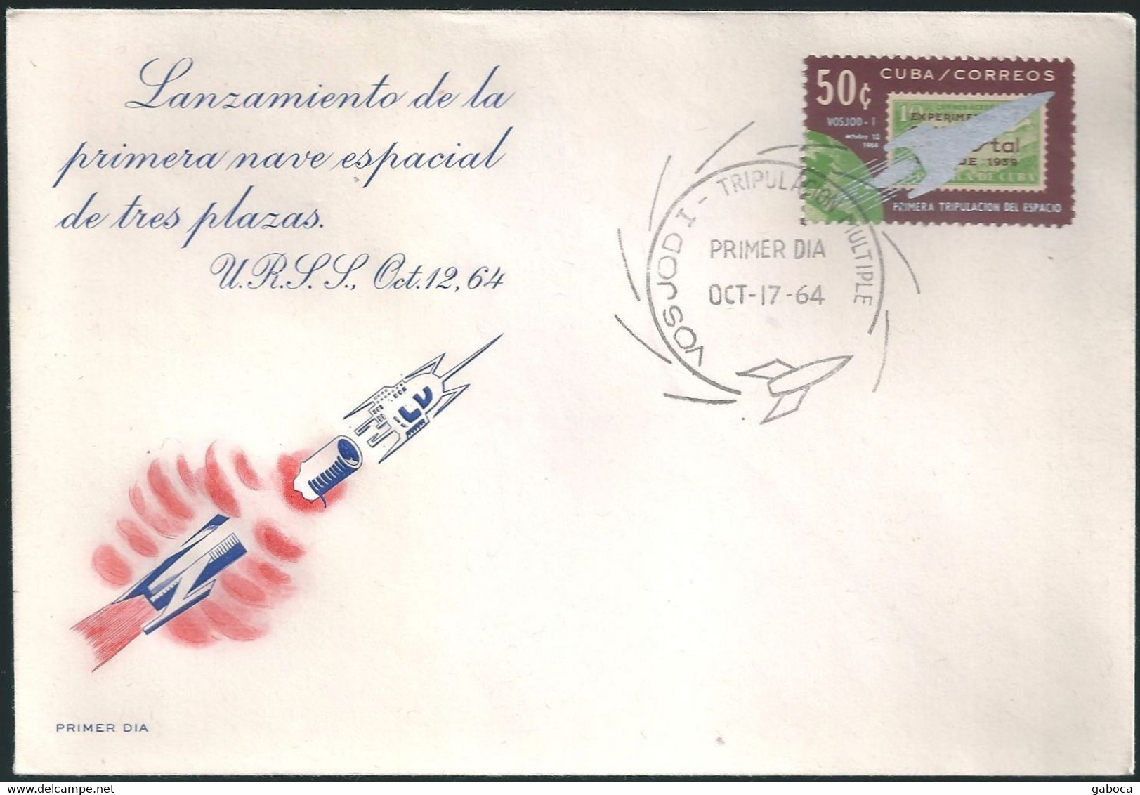 C3546 Kuba Cuba FDC With SPM Space Spacecraft Voskhod-1 - América Del Norte