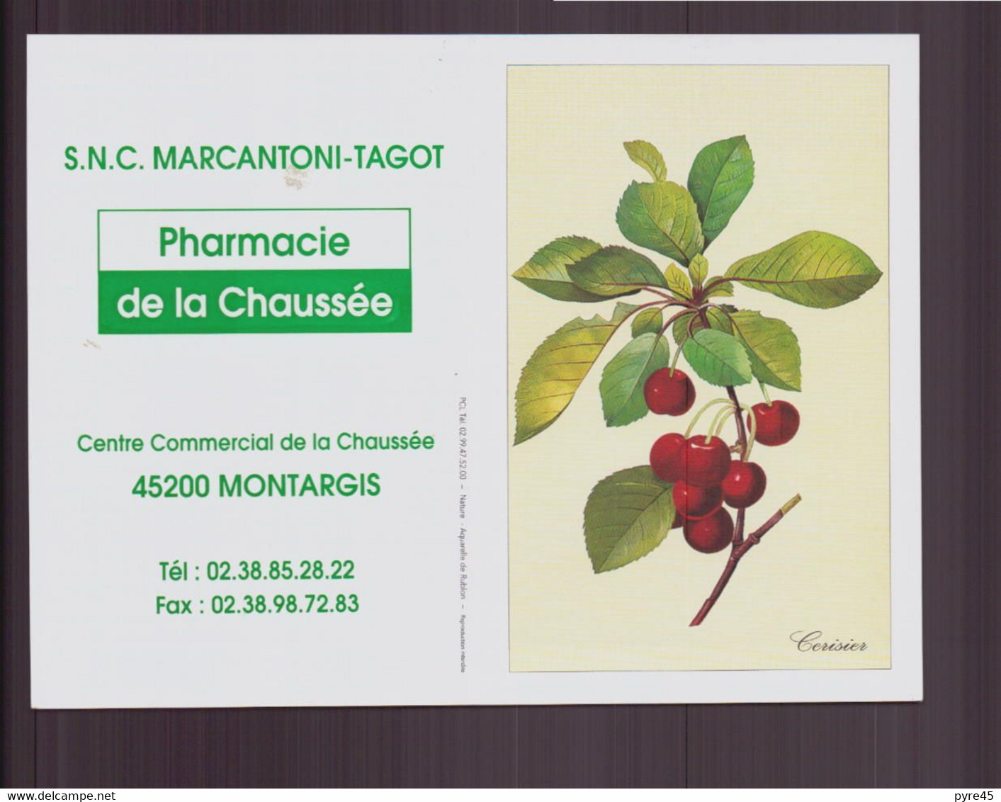 Calendrier Publicitaire " Marcantoni-Tagot Pharmacie Montargis " Année 1999 - Kleinformat : 1991-00