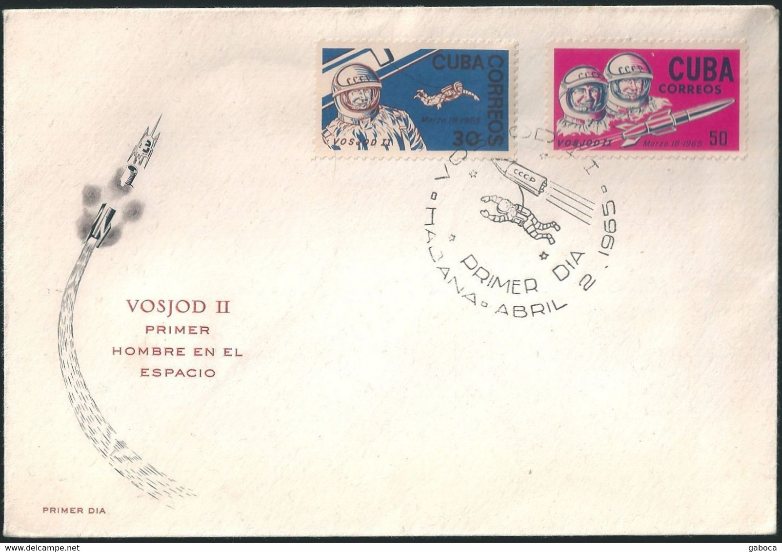 C3560 Kuba Cuba FDC With SPM Space Walk Astronaut Spacecraft Voskhod-2 - Nordamerika