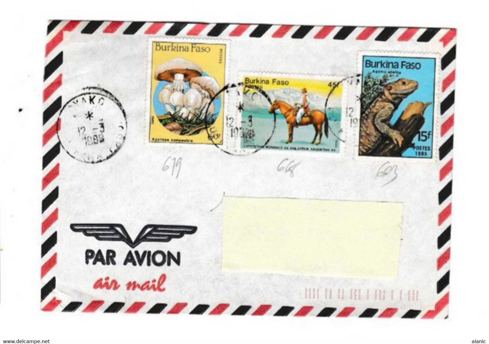 Burkina Faso -LETTRE  YAKO 12/3/1989  Pour FRANCE/N° 663++668+679 THEMATIQUE - Burkina Faso (1984-...)