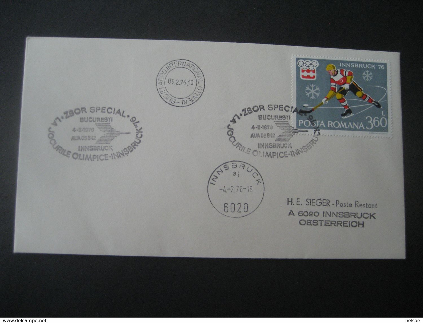 Rumänien 1976- Luftpost-Brief Olympische Winterspiele Innsbruck Von Bukarest Nach Innsbruck - Storia Postale