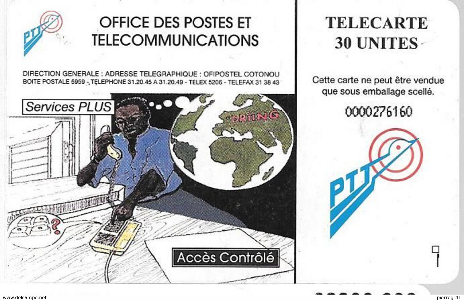 CARTE PUCE-BENIN-30U-1995-6e Sommet Francophonie A Cotonou-Utilisé-TBE - Bénin