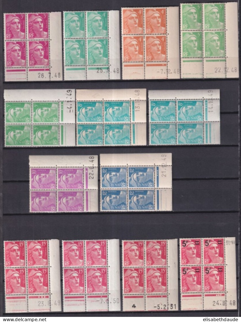 COINS DATES 1948/1951 - GANDON - 13 BLOCS De 4 ** MNH - COTE YVERT = 79 EUR. - 1940-1949