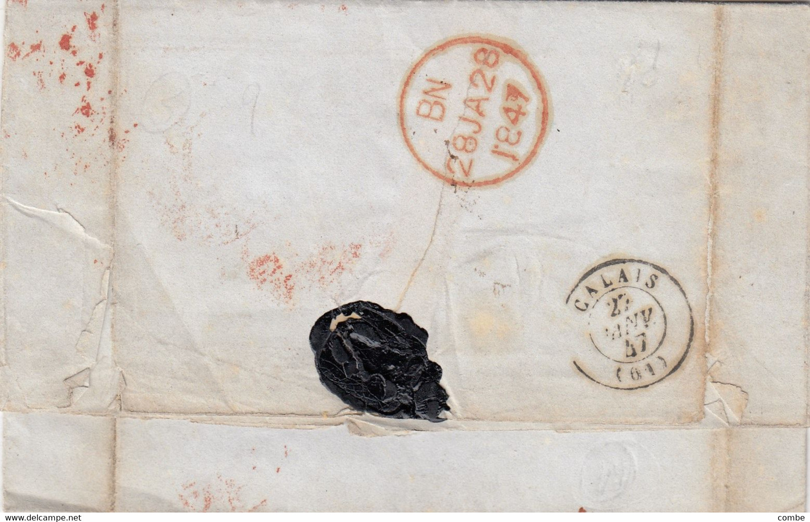 LETTER.  27 JANV 1847. RED OUTRE-MER, LE HAVRE. W.A.BIELBER BAHIA BRAZIL 10 OCTOBER 1846. TO LONDON. - Voorfilatelie