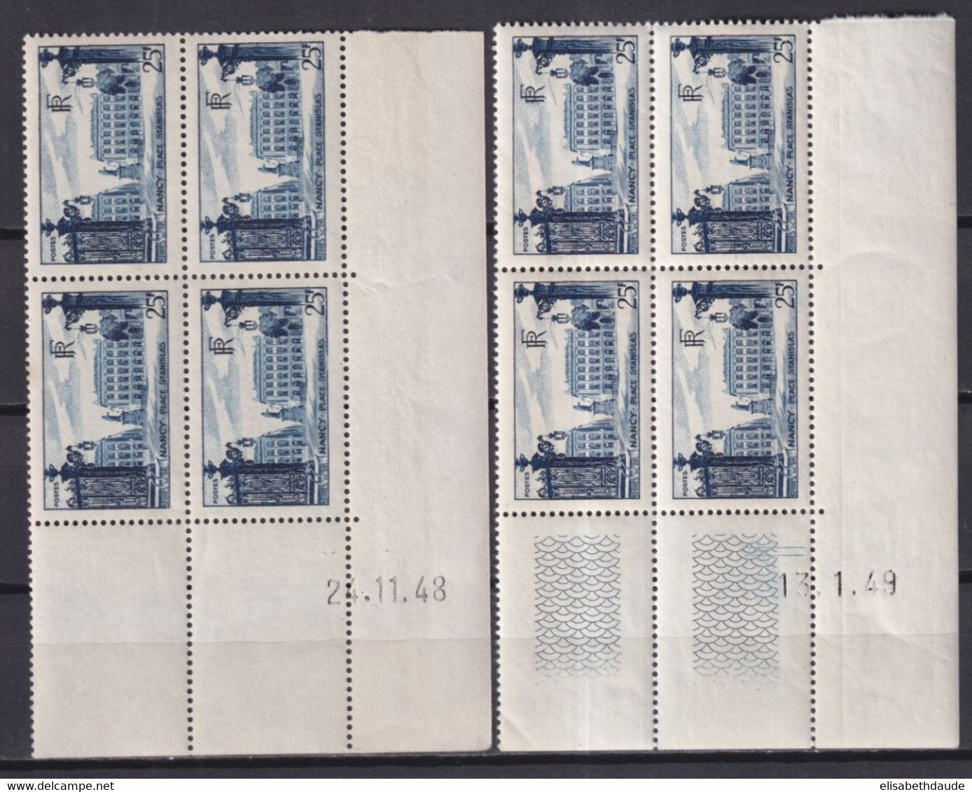 COINS DATES 1948+1949 - SITES ET MONUMENTS YVERT N° 822 - 2 RARES BLOCS De 4 ** MNH - COTE YVERT = 170 EUR - 1940-1949