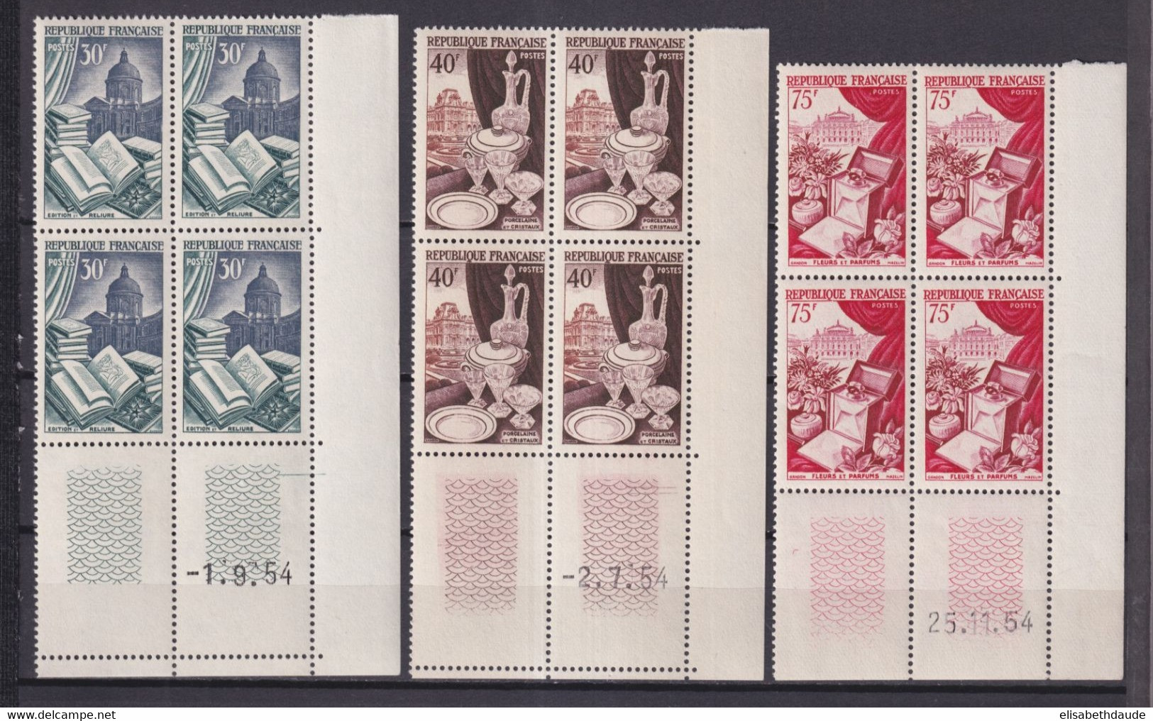 COINS DATES 1954 - YVERT N° 971/972+974 ** MNH - BLOC De 4 - COTE = 120 EUR - 1950-1959