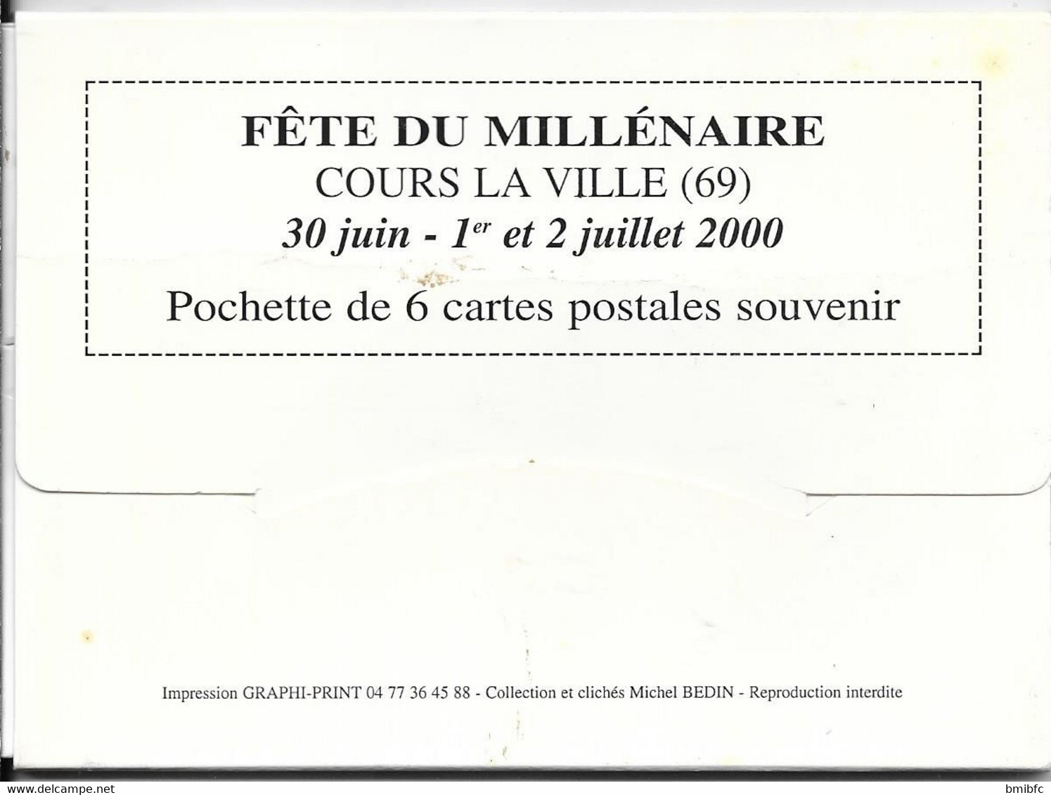 Fête Du MILLÉNAIRE - COURS LA VILLE (69) 30 Juin-1er Et 2 Juillet 2000 -  Pochette De 6 Cartes Postales Souvenir - Cours-la-Ville