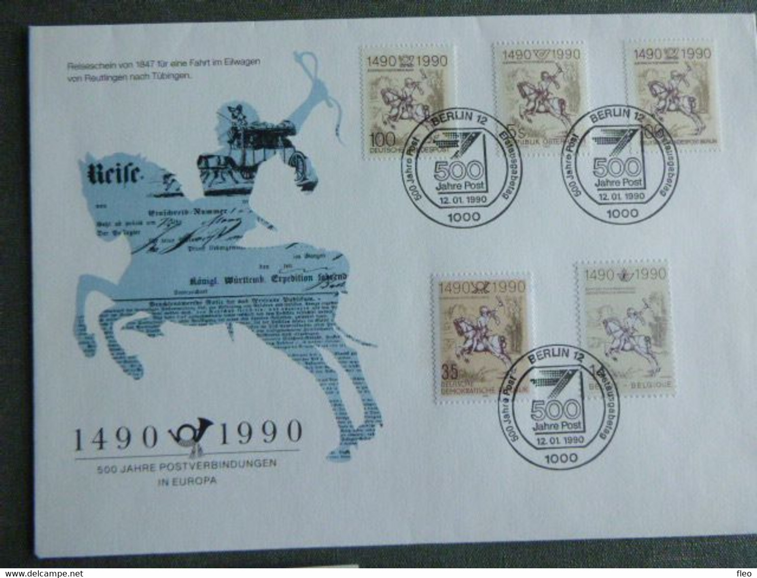 BELG.1990 2350 LOT HKcards  : "500 Anniversary First Post Relay between Innsbruck- Mechelen."