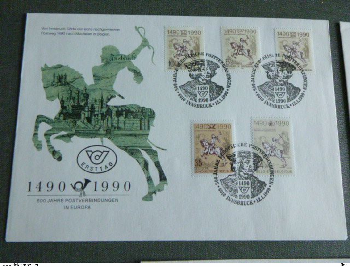 BELG.1990 2350 LOT HKcards  : "500 Anniversary First Post Relay between Innsbruck- Mechelen."