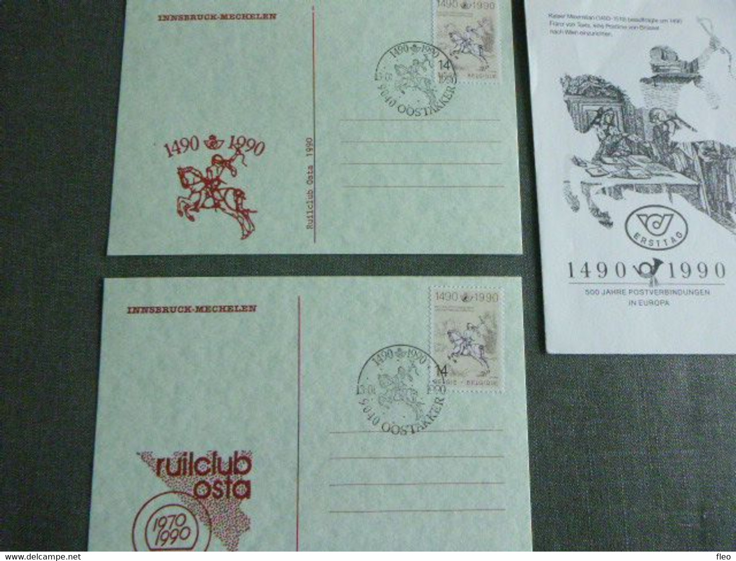 BELG.1990 2350 LOT HKcards  : "500 Anniversary First Post Relay between Innsbruck- Mechelen."