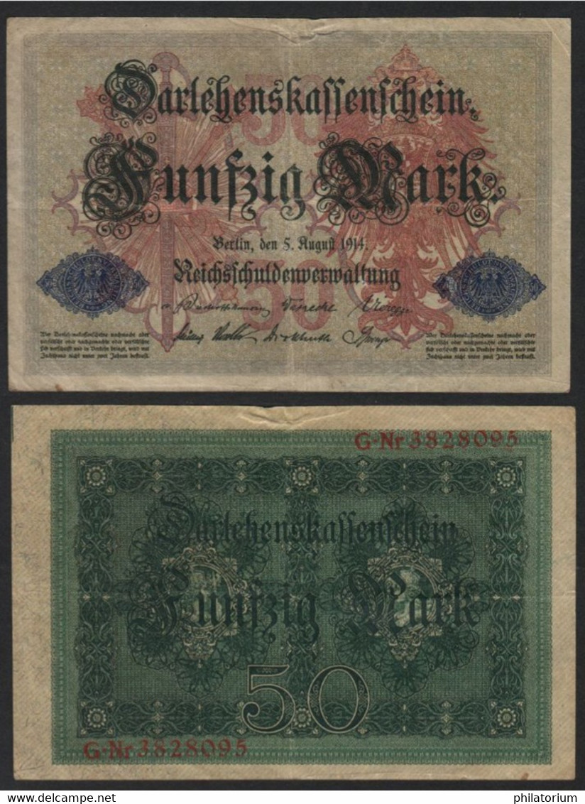 Allemagne 50 Mark; Darlehenskassenschein; 5 Août 1914, G. 3828095; P #49 - 50 Mark