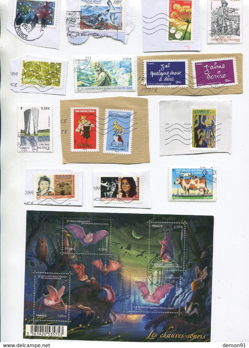 FRANCE 2019/2022 + DIVERS - Lot De Timbres France Oblitérés (ASTERIX -FLEURS ANIS - PEGOUD) - SUR FRAGMENT - - Used Stamps