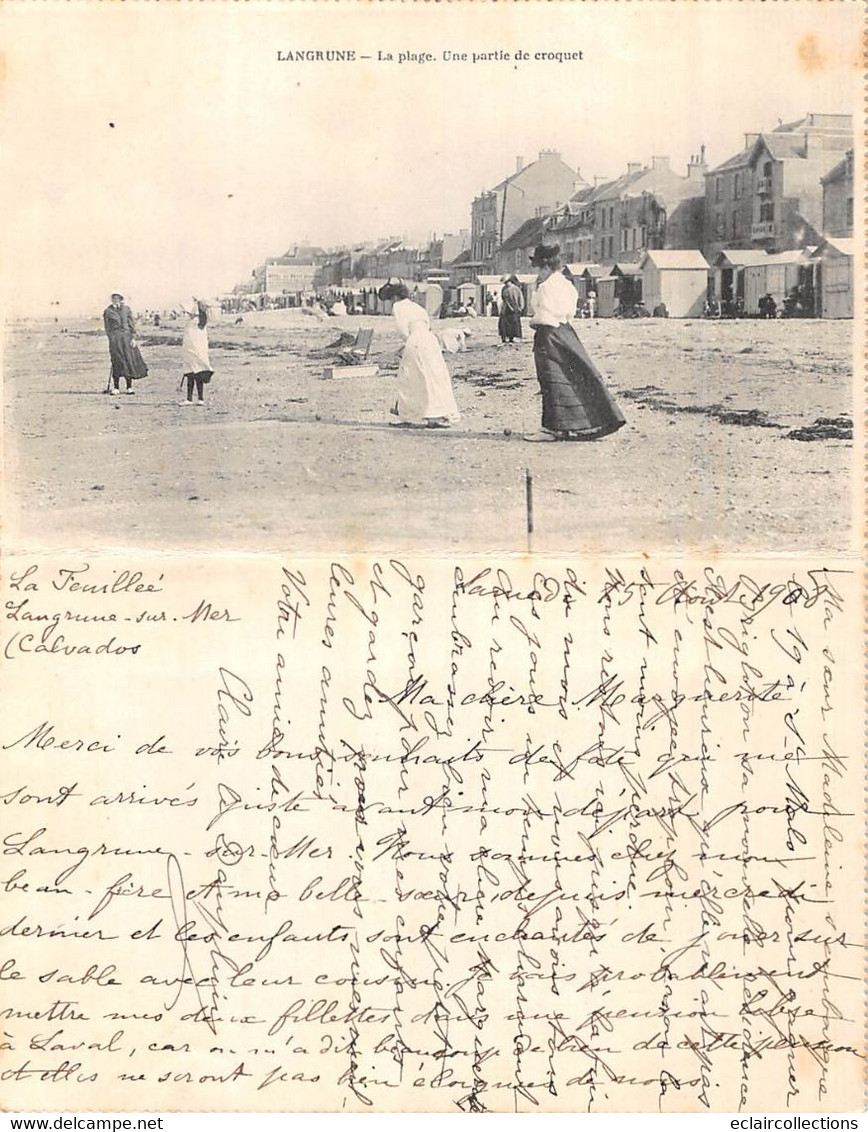 Langrune         14     Rue De La Mer. Grand Hôtel     Carte Double Avec Correspondance     (voir Scan) - Autres & Non Classés