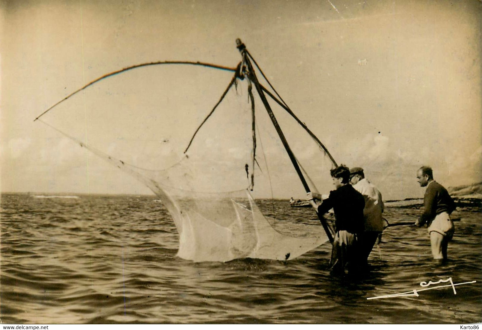 La Plaine Préfailles * Partie De Pêche à La Prée * Pêcheurs Carrelet Filet - La-Plaine-sur-Mer