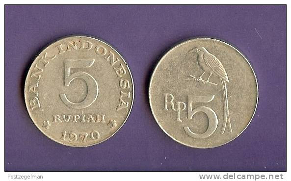 INDONESIA 1970 Used Coin 5 Rupiah Aluminium KM22 - Indonesia