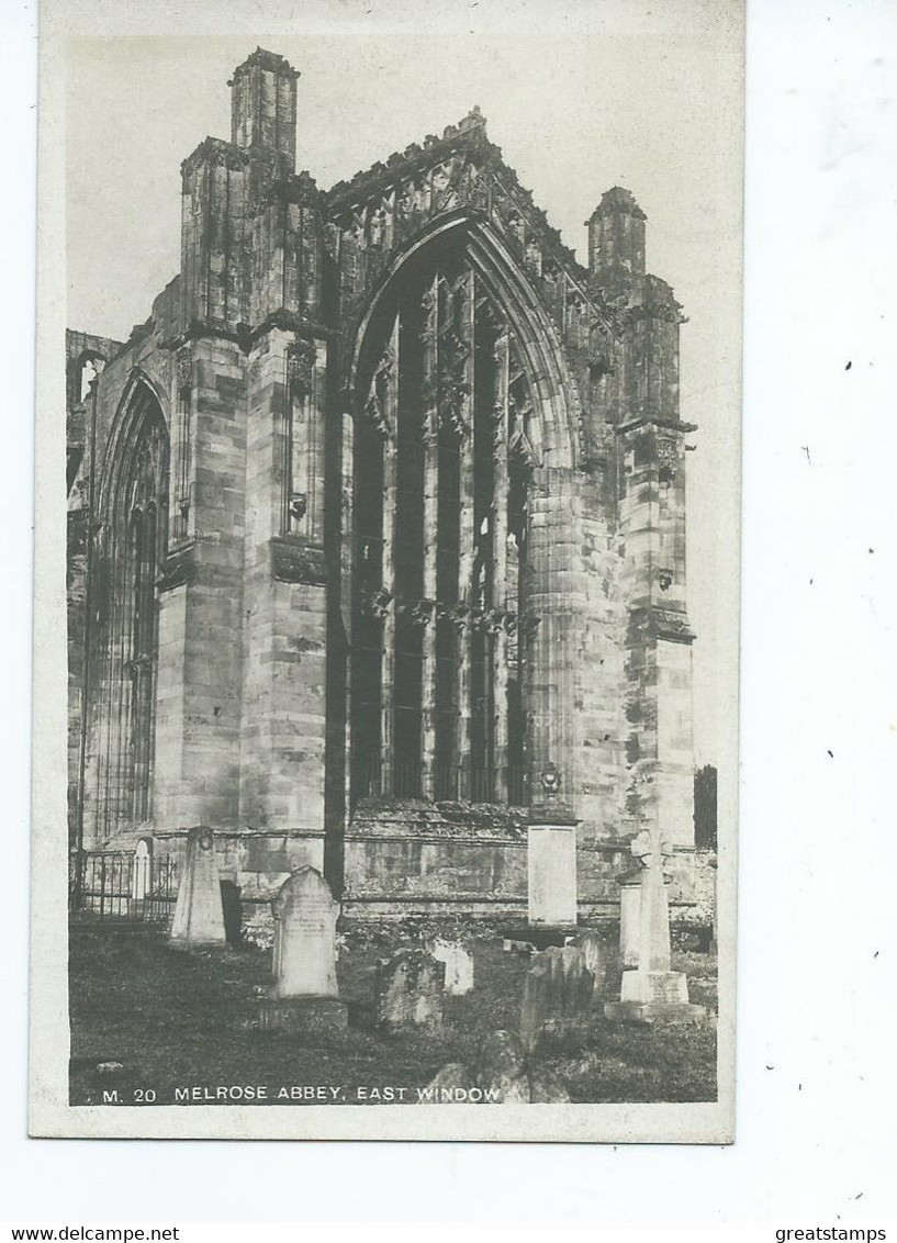 Postcard Melrose Abbey Scotland Rp East Window. Unused - Roxburghshire