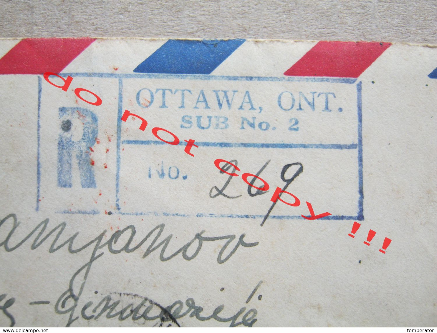 Recommended Envelope With Content VIA AIRMAIL, PAR AVION / From Ottawa, Ontario To Pančevo, Serbia ( 1951 ) - Entrega Especial/Entrega Inmediata