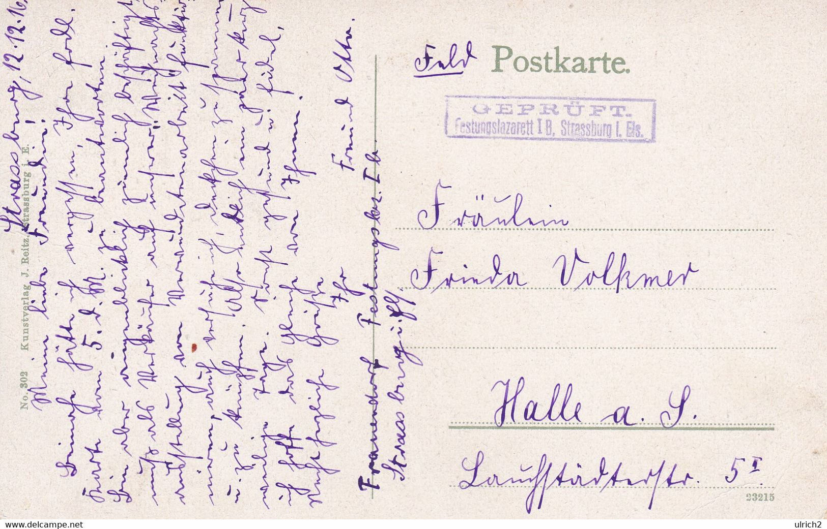 AK Strassburg - Klein Frankreich - Feldpost Festungslazarett I B Strassburg - 1916 (60862) - Elsass