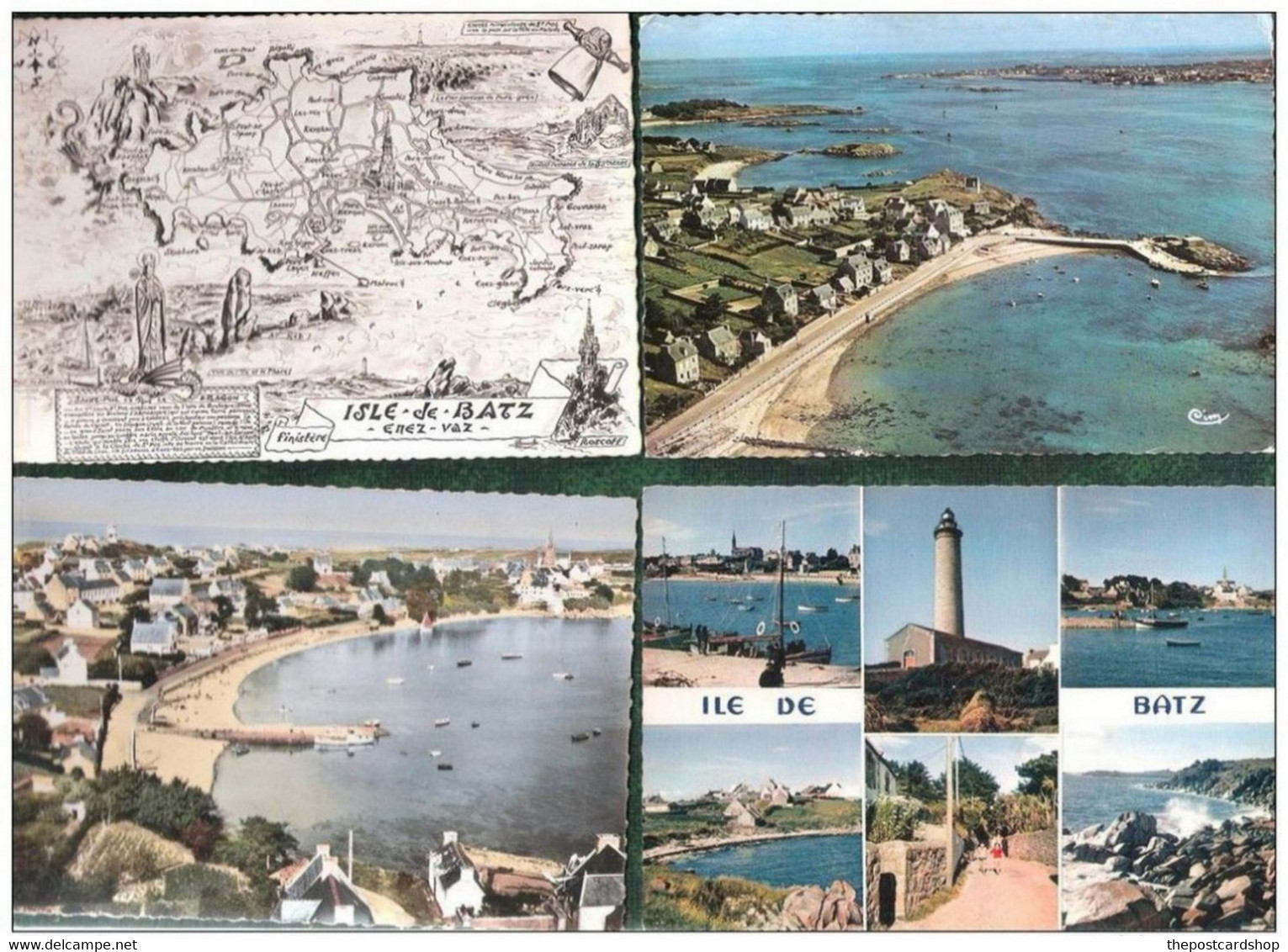 4 FOUR QUATRE CARTES D' ILE DE BATZ VOIR SCAN ....& Map Postcard..... (LOT 57) - Ile-de-Batz