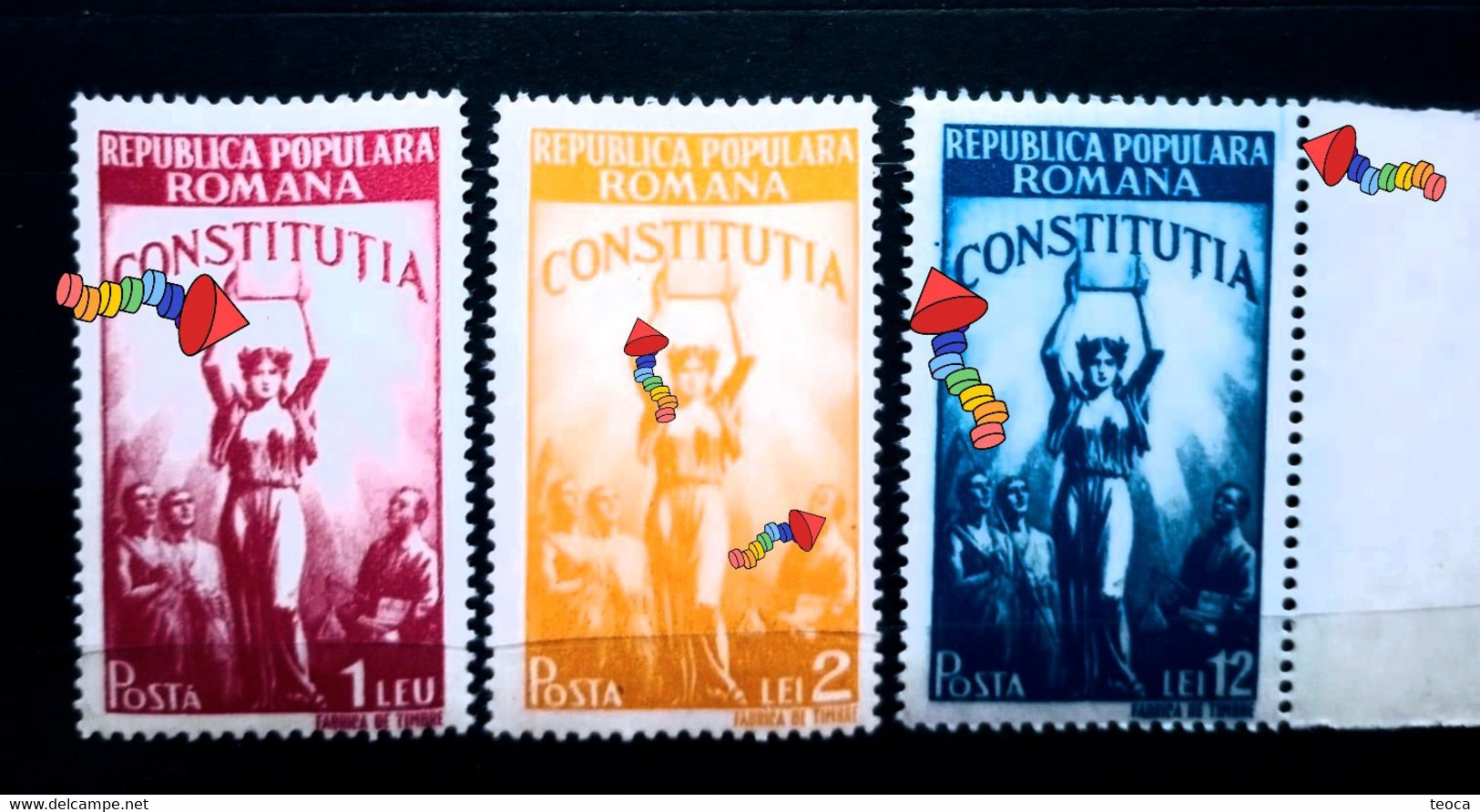 ERRORS Romania 1948 Mi 1117-1120  Printed With Points Color  The Constitution Unused - Errors, Freaks & Oddities (EFO)