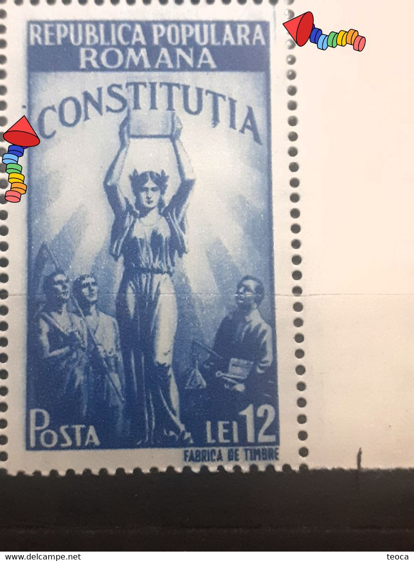 ERRORS Romania 1948 Mi 1117-1120  Printed With Points Color  The Constitution Unused - Plaatfouten En Curiosa