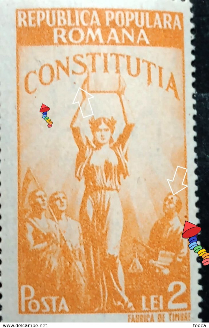 ERRORS Romania 1948 Mi 1117-1120  printed with points color  the Constitution unused