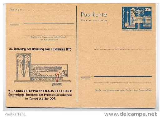 DDR P80-1-74 C4 Postkarte PRIVATER ZUDRUCK Denkmal Befreiung Faschismus Eisenberg 1975 - Privatpostkarten - Ungebraucht