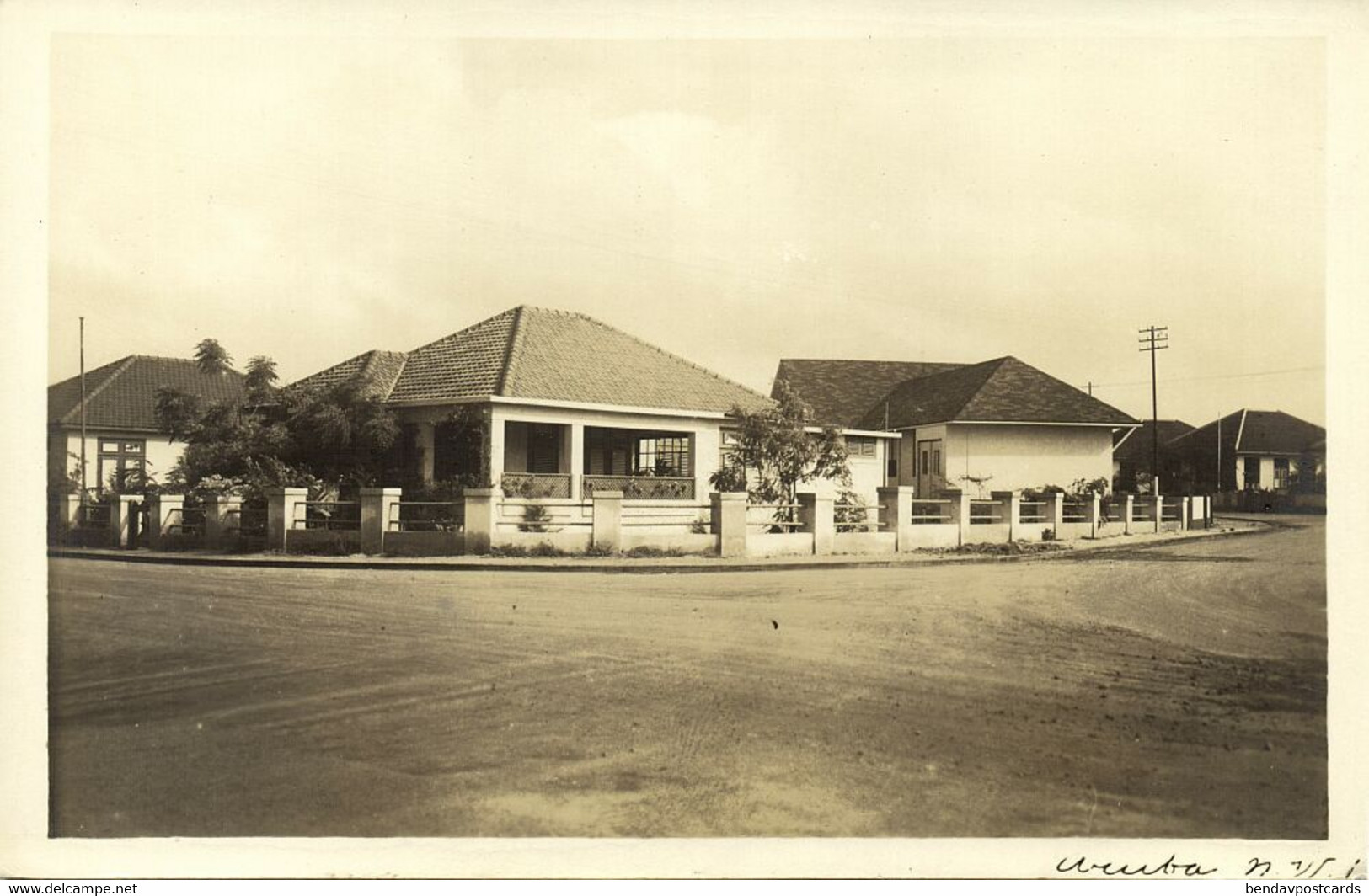 Aruba, N.W.I., Street With Unknown Building (1940s) RPPC Postcard - Aruba