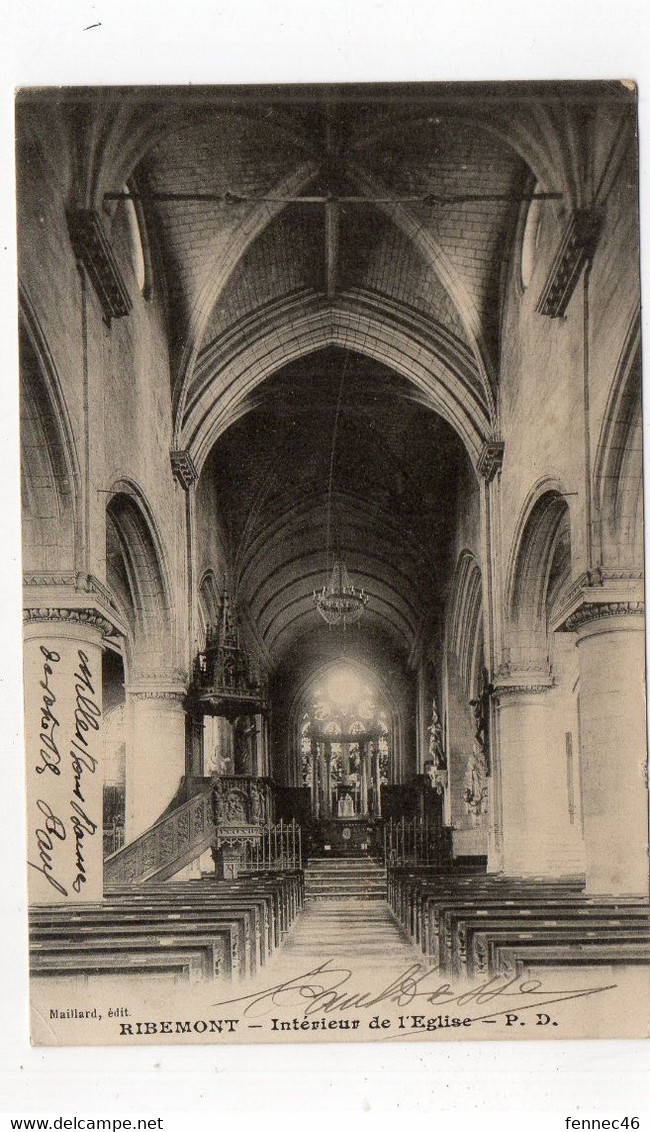 02 - RIBEMONT - Intérieur De L'Eglise - 1913 (F58) - Other & Unclassified