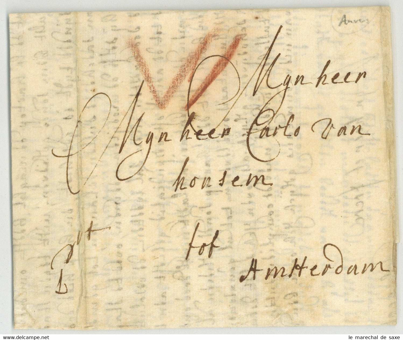 Anvers Antwerpen 1710 Pour Amsterdam Lucia Van Tongeren - 1621-1713 (Pays-Bas Espagnols)