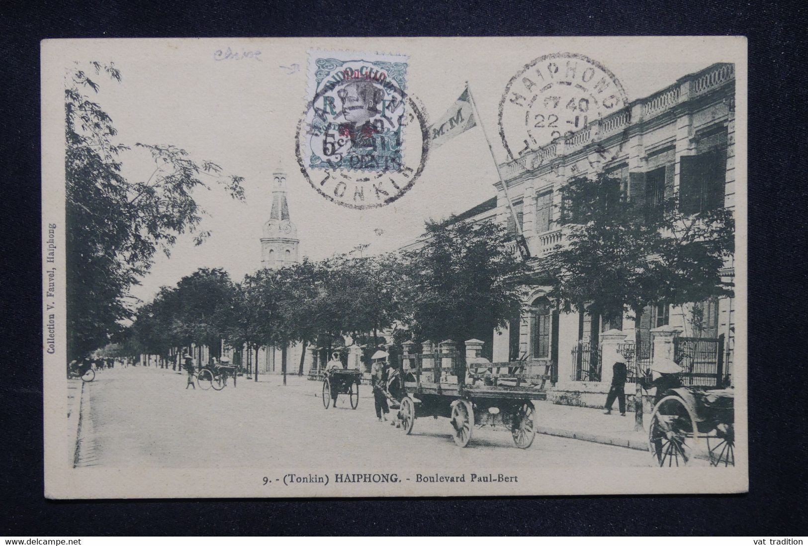 HOI-HAO - Affranchissement Surchargé Hoi-Hao Sur Carte Postale De Haiphong En 1922 - L 127096 - Brieven En Documenten