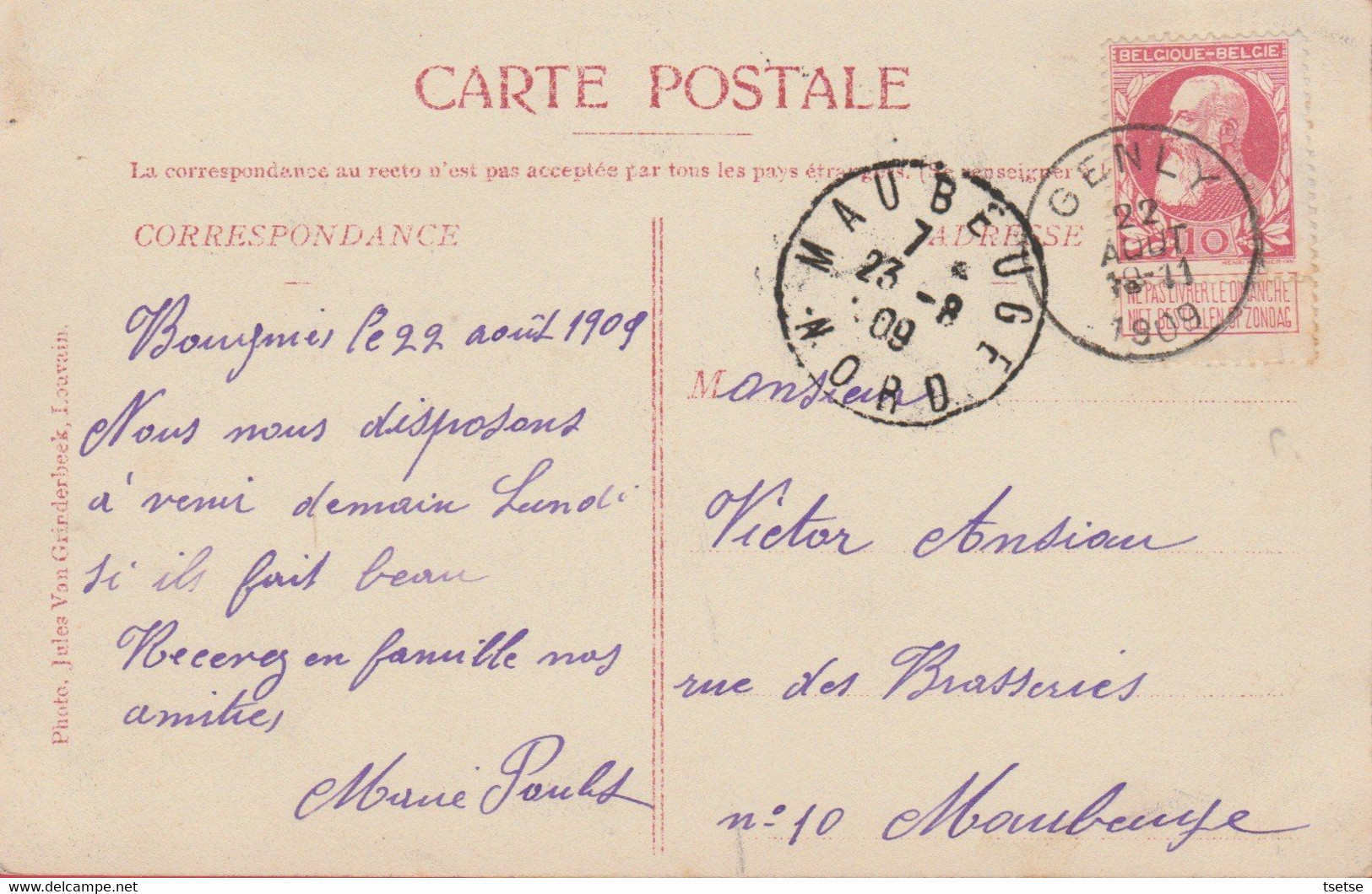 Bougnies - Le Château  - 1909 ( Voir Verso ) - Quévy