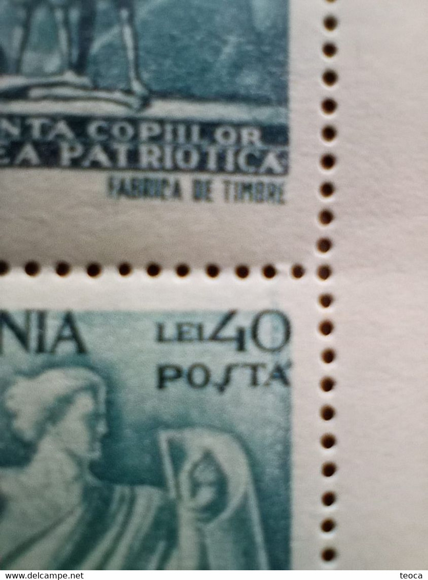 ERRORS Romania 1945  # MI 897 Printed With Vertical Line And Spot Color Block X4 Unused - Variétés Et Curiosités