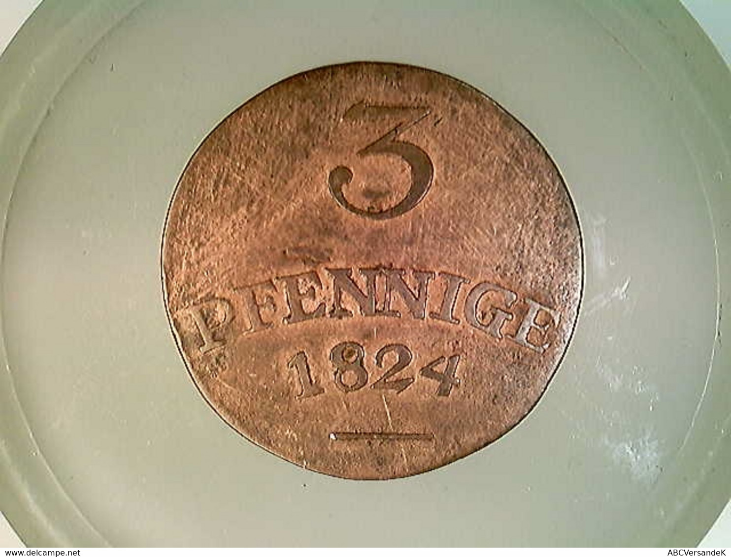 Münze, 3 Pfennige, 1824, S.W.E., Sachsen Weimar Eisenach, Kupfer - Numismatik