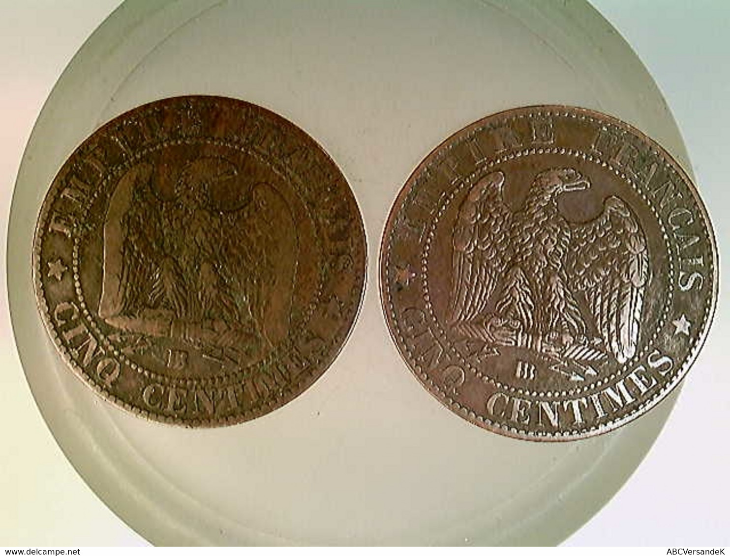 Münzen, 2x Cinq (5) Centimes, 1855/1863 BB, Francais, Frankreich - Numismatik