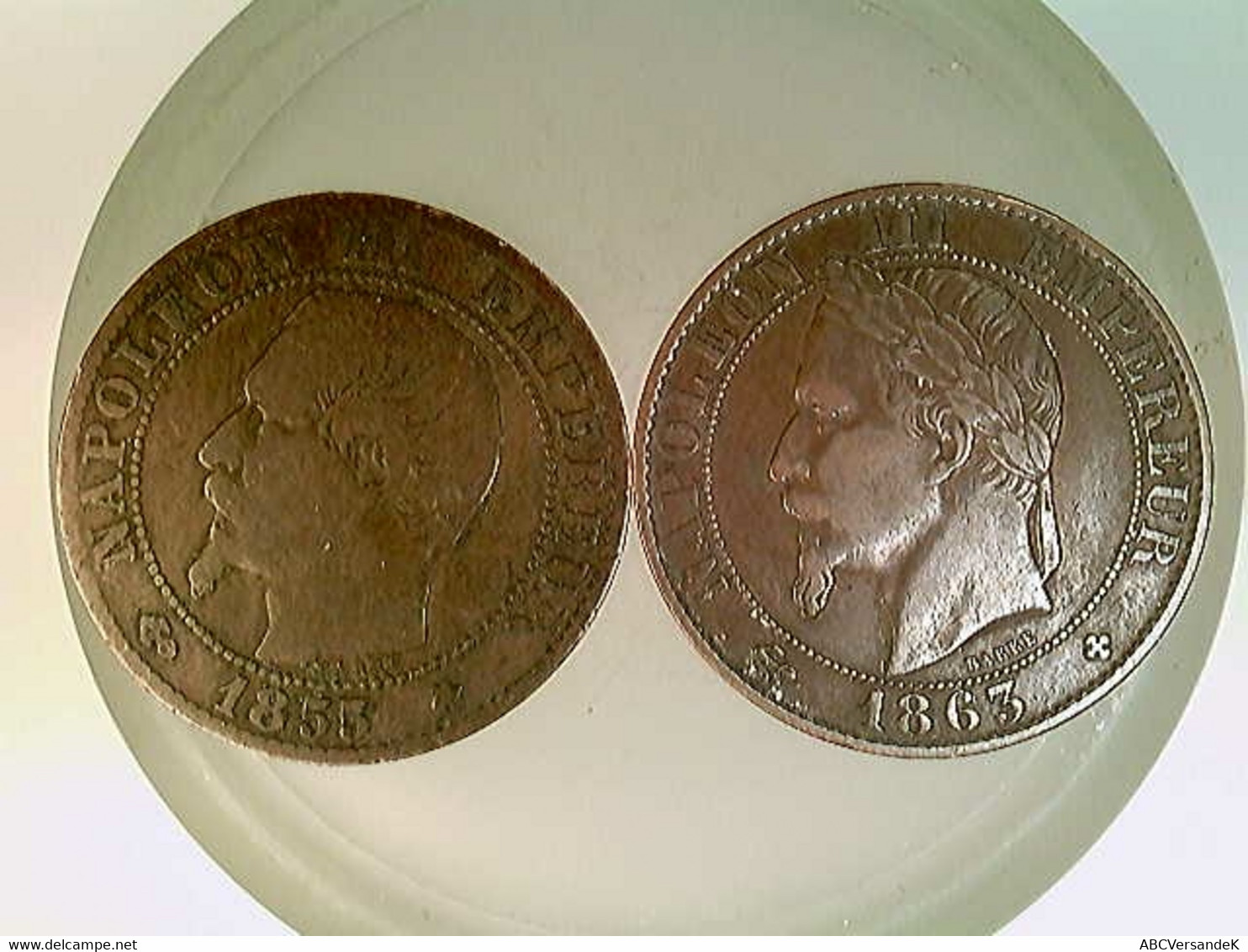 Münzen, 2x Cinq (5) Centimes, 1855/1863 BB, Francais, Frankreich - Numismatica