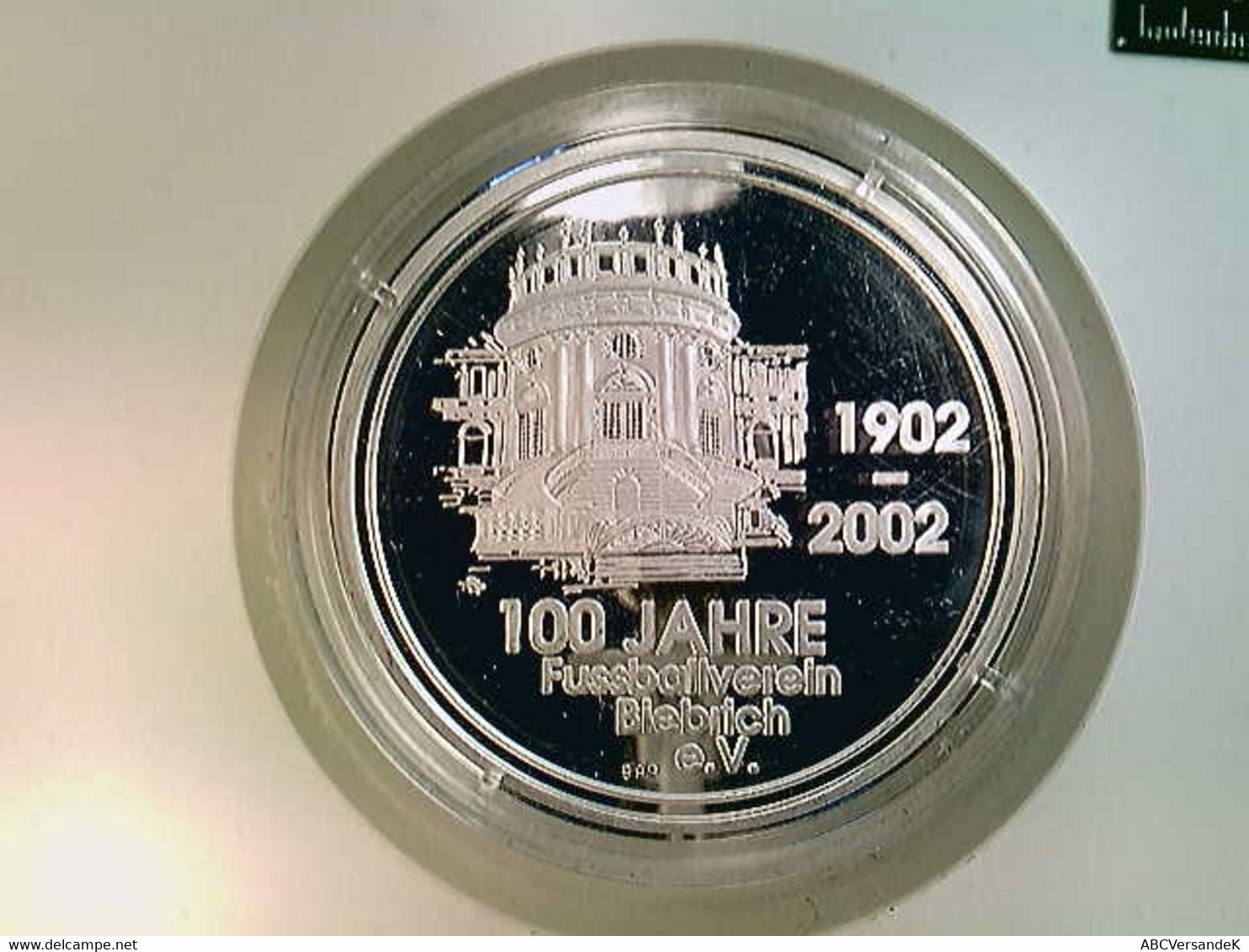 Medaille, 100 Jahre Fußballverein Biebrich E.V. 1902-2002, Silber 999, 40 Mm - Numismatique