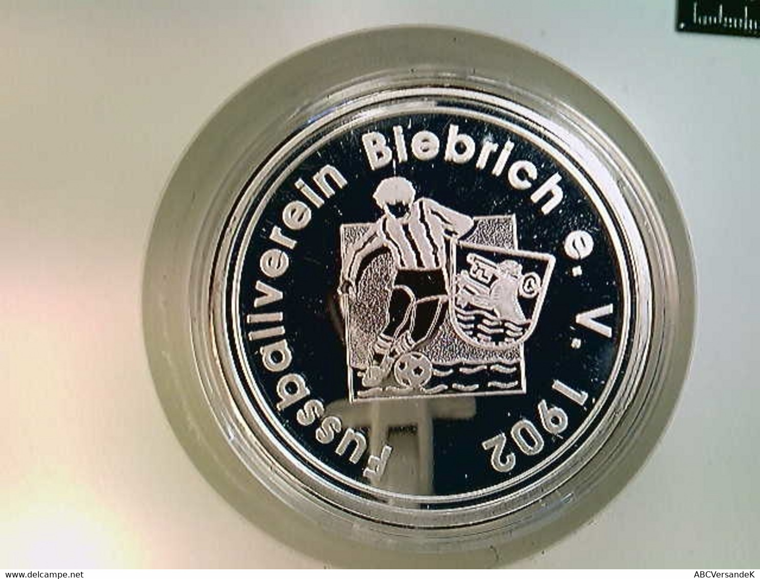 Medaille, 100 Jahre Fußballverein Biebrich E.V. 1902-2002, Silber 999, 40 Mm - Numismatiek