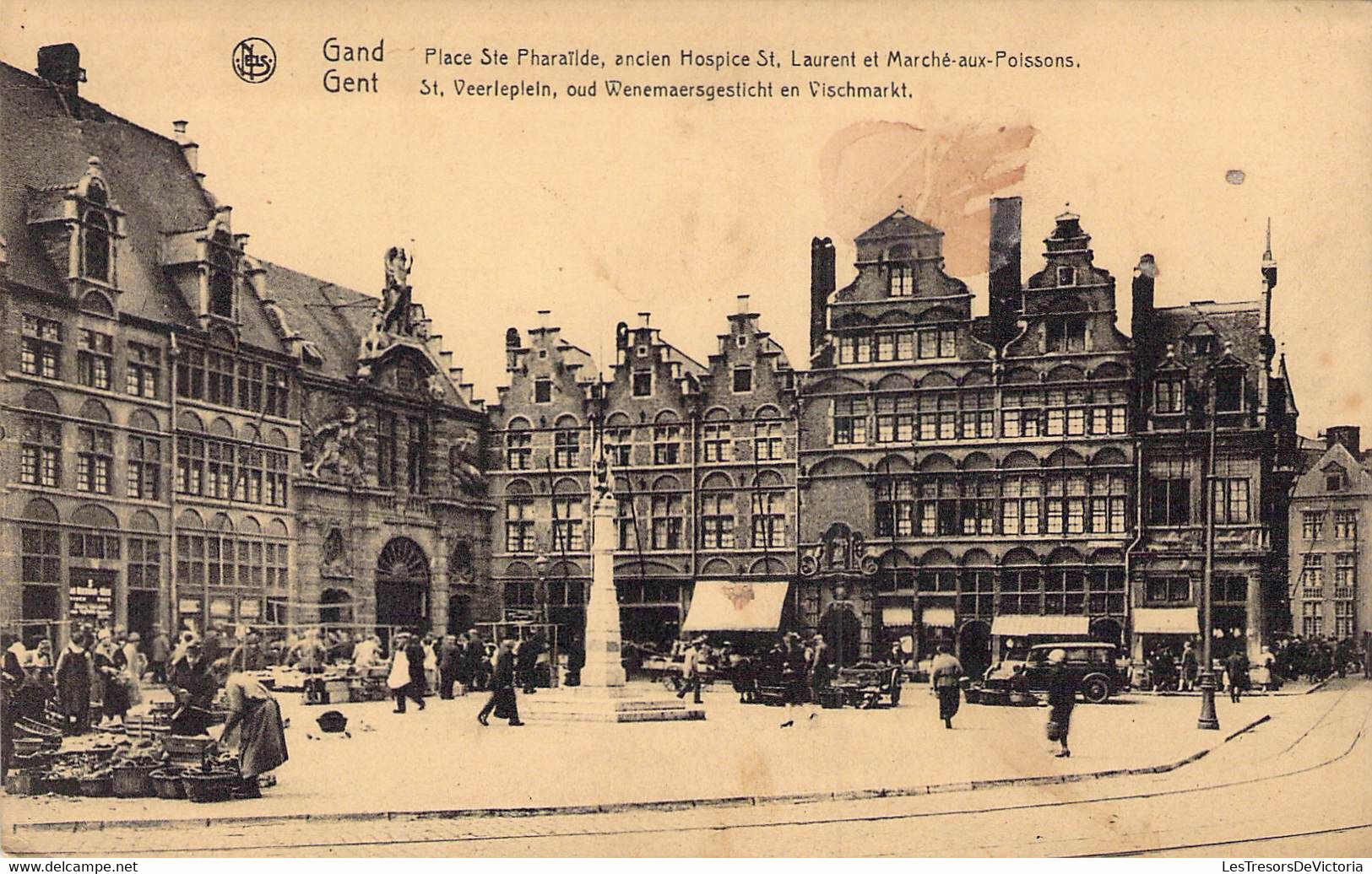 CPA - BELGIQUE - Gand - Place Ste Pharaïlde, Ancien Hospice St Laurent Et Marché Aux Poissons - Vieux Véhicules - Gent