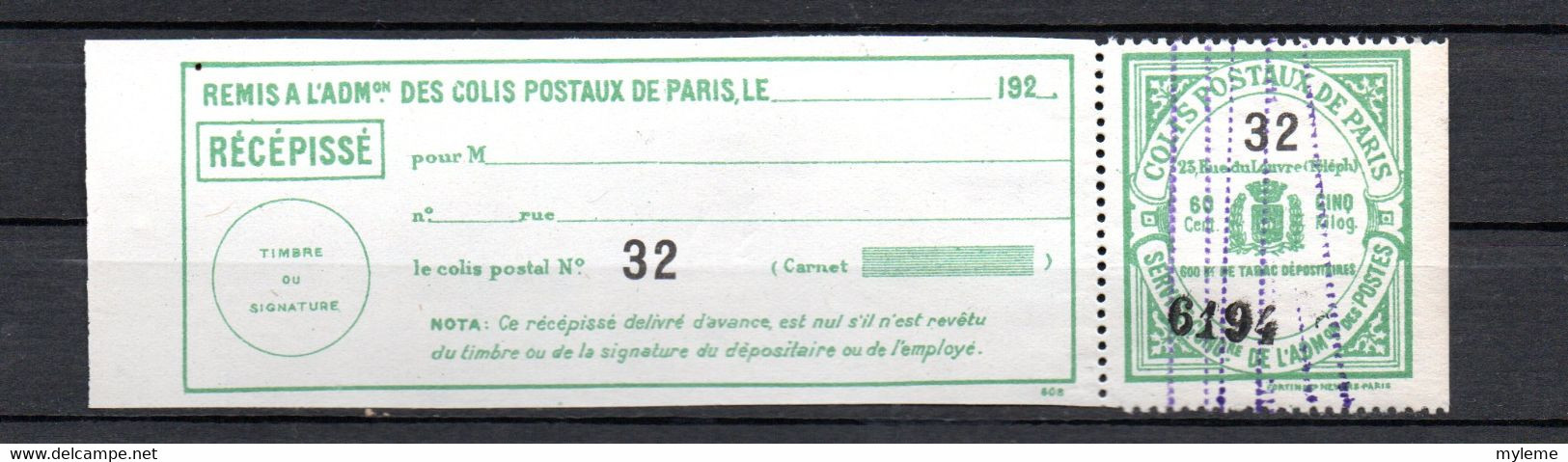 Z10-10 France Colis Postaux De Paris Pour Paris N° 69b ** à 10% De Côte ( Référence Spink/Maury 2022/2023) - Otros & Sin Clasificación