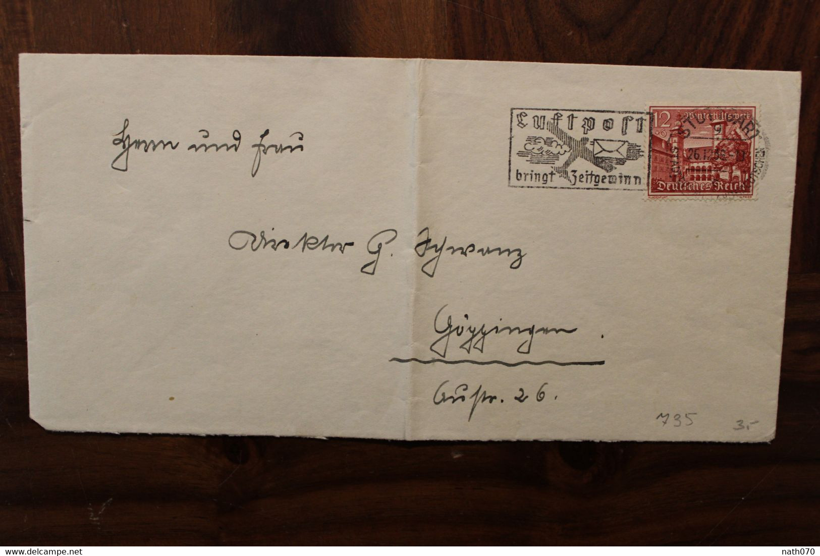 1939 Luftpost Cover Dt Reich Mi 735 Enveloppe Publicité Pub - Cartas & Documentos