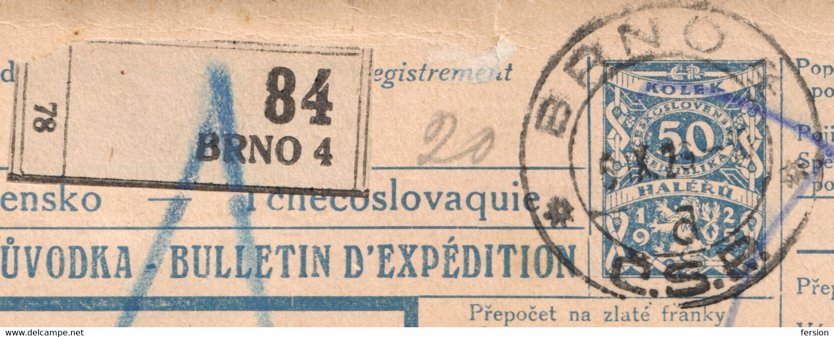 Břeclav Brno 1929 Vinkovci HUNGARY Czechoslovakia Yugoslavia REVENUE Customs Postmark PORTO DUE PARCEL POST Stationery - Unclassified