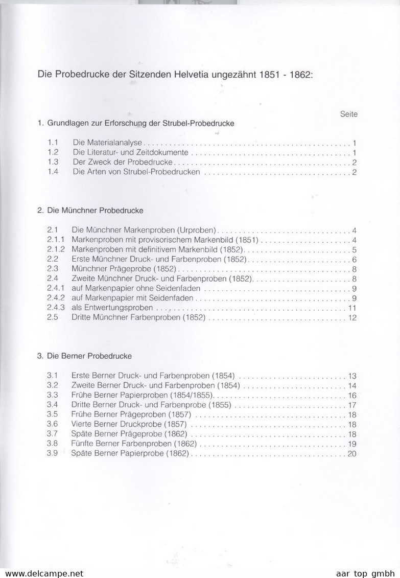 Schweiz, Die Probedrucke Der Sitzenden Helvetia Ungezähnt 1851-62 Urs Hermann 26s. A4 120gr. - Autres & Non Classés