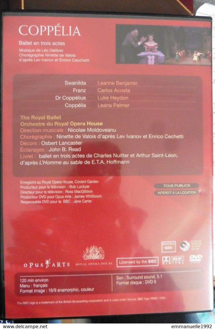 DVD Ballet Coppélia - The Royal Opera House London Leanne Benjamin Carlos Acosta - Concert & Music