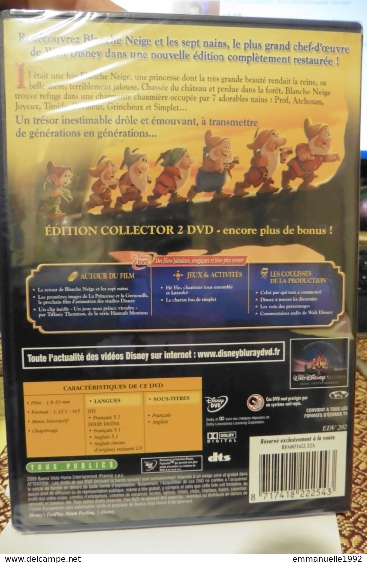 Neuf - DVD Blanche Neige Et Les Sept Nains Disney Collector 2 DVD - Neuf Sous Cellophane - Cartoons