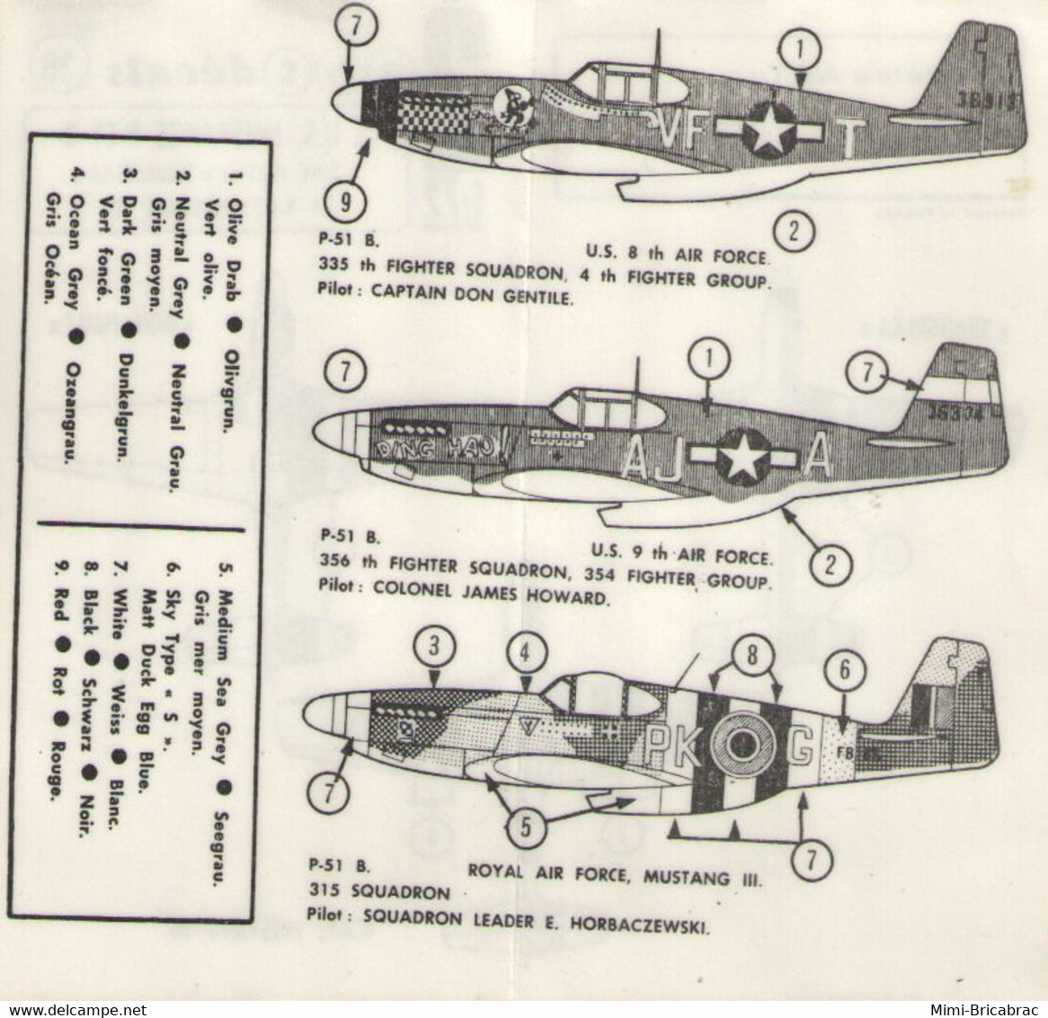 ABT722 Très Rare Décal Années 60/70 ABT : 1/72e 3 P-51 MUSTANG DING HAO + RAF  2 Décals + Photocopie De La Notice - Pegatinas (calcas)