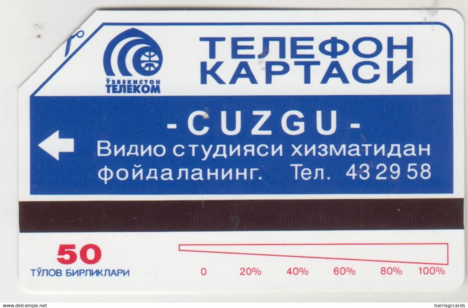 UZBEKISTAN - Blue Phone (Thick "URMET PATENT") , Uzbekistan Telecom, 50 U , Used - Uzbekistán